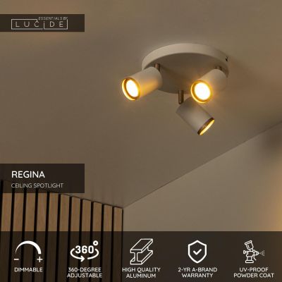Lucide REGINA - Ceiling spotlight - Ø 21 cm - 3xGU10 - Taupe